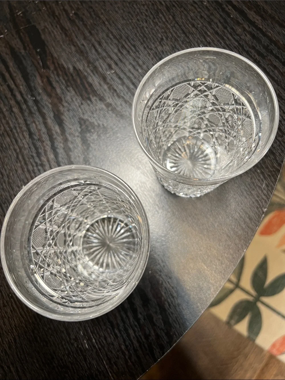 Pair of Antique Intricate Hand Cut American Brilliant Crystal Tumblers Glasses